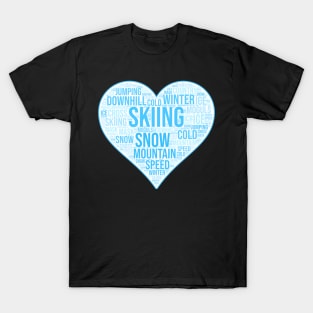 Skiing Heart Blue T-Shirt